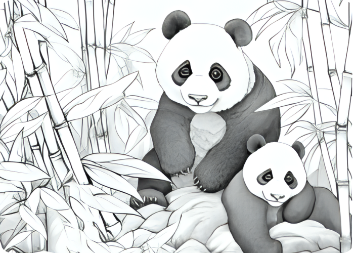 Playful pandas in a bamboo paradise