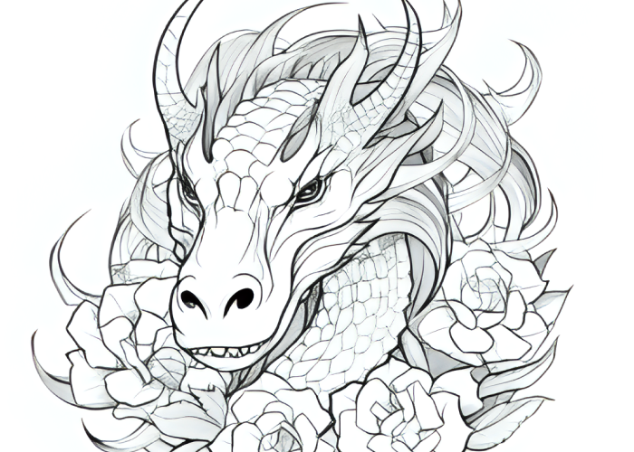 Big dragon with flower