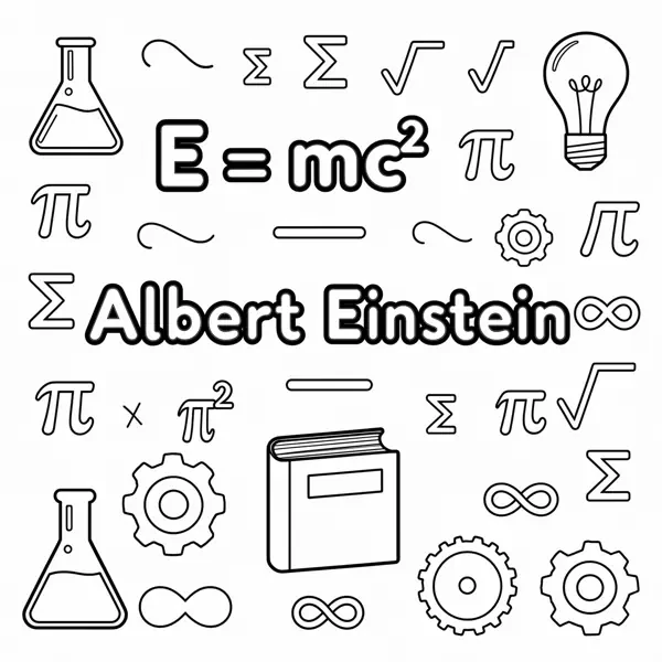 Albert Einstein personalized name coloring page from the name generator