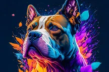 Colorful dog artwork from the AI Image Generator preview