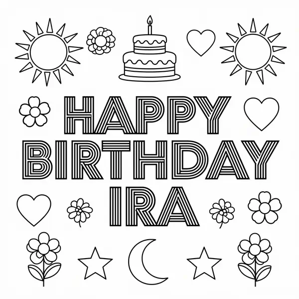 Happy Birthday Ira personalized coloring page