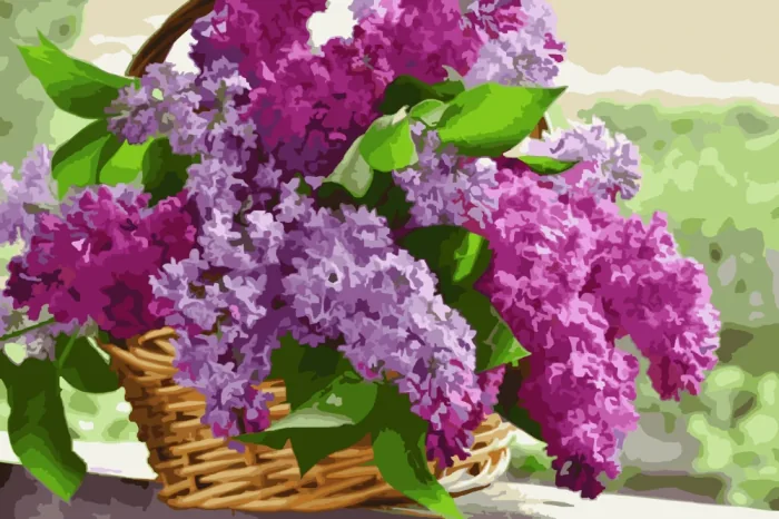 Lilac artwork example from the paint by numbers converter